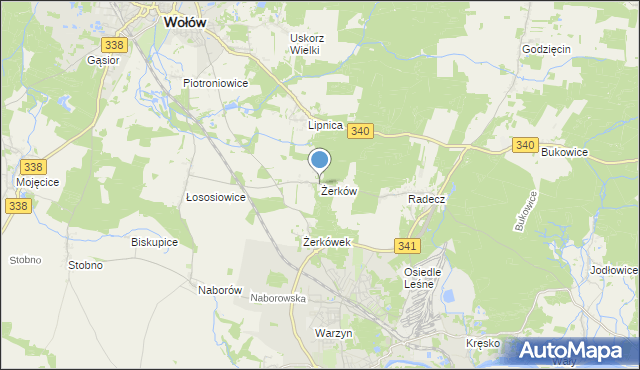 mapa Żerków, Żerków gmina Brzeg Dolny na mapie Targeo